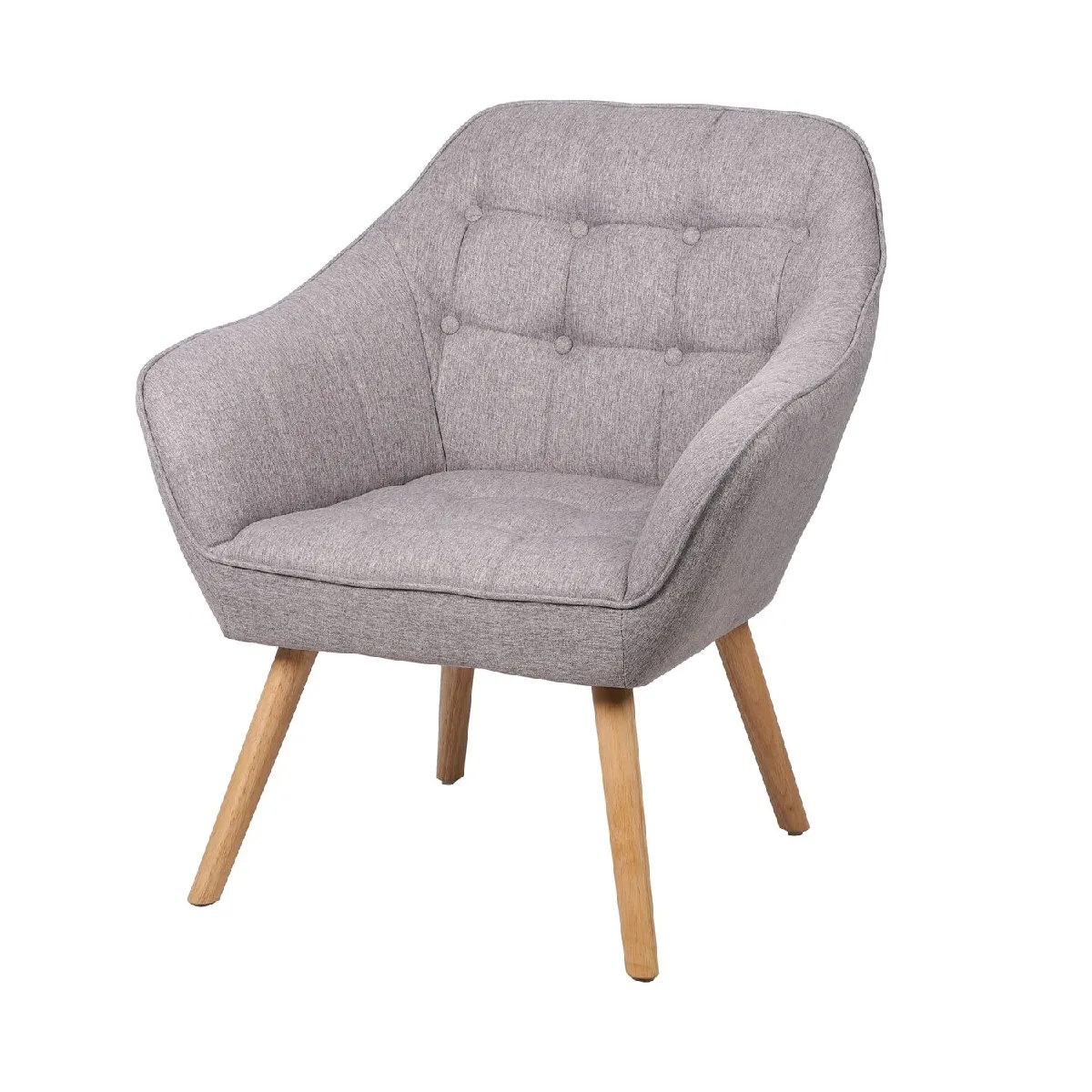 Fauteuil Oly en tissu avec Pieds en bois - Gris clair Fauteuil Oly en tissu avec Pieds en bois - Gris clair
