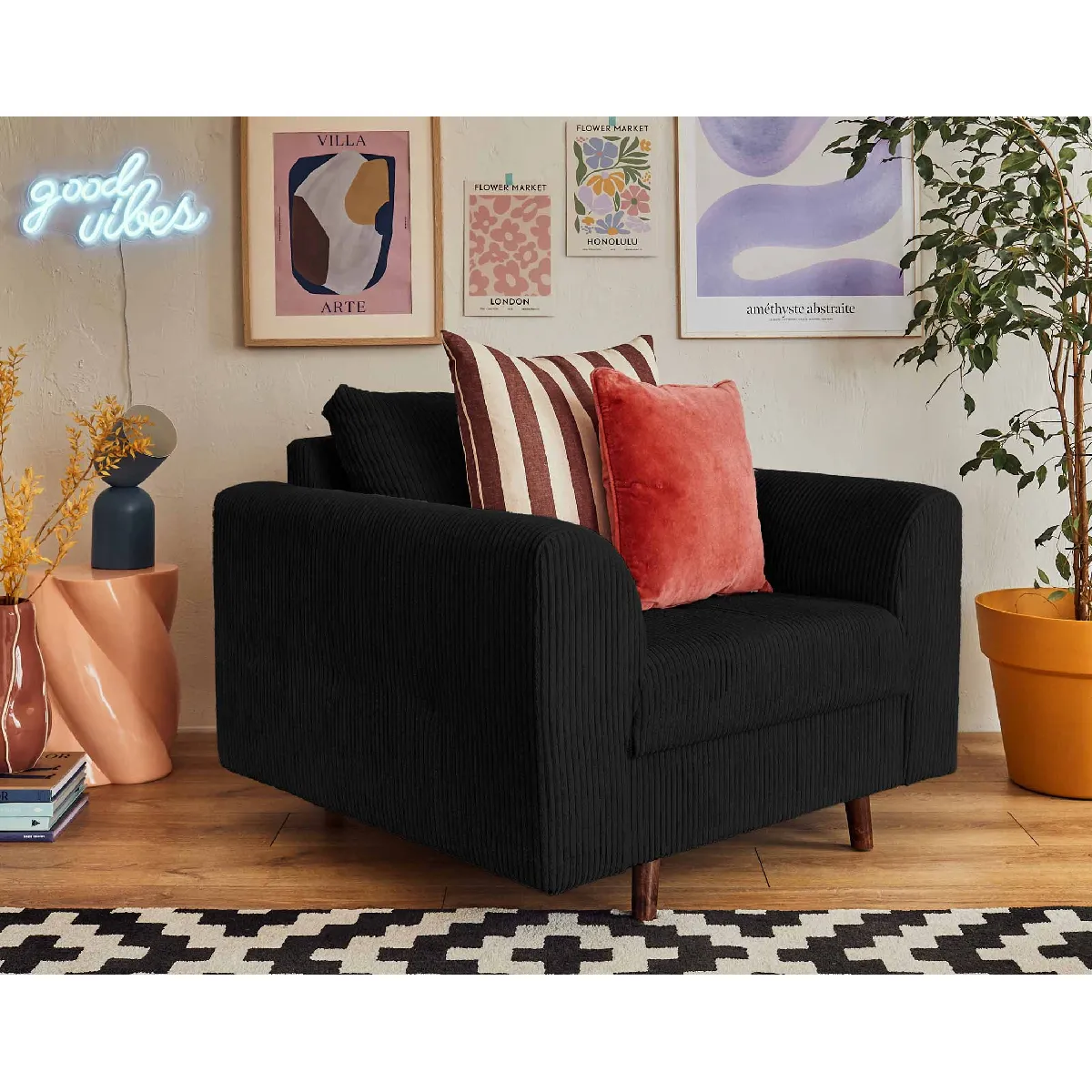 Lisa design Rune fauteuil velours - Noir Lisa design Rune fauteuil velours - Noir
