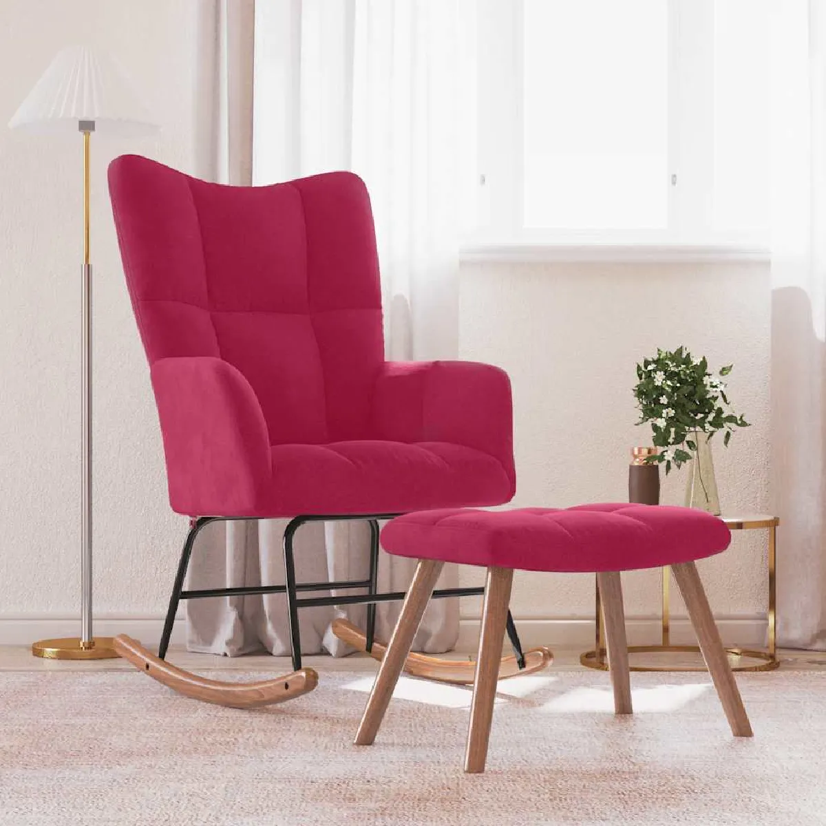 VIDAXL Chaise à bascule velours - vue 6