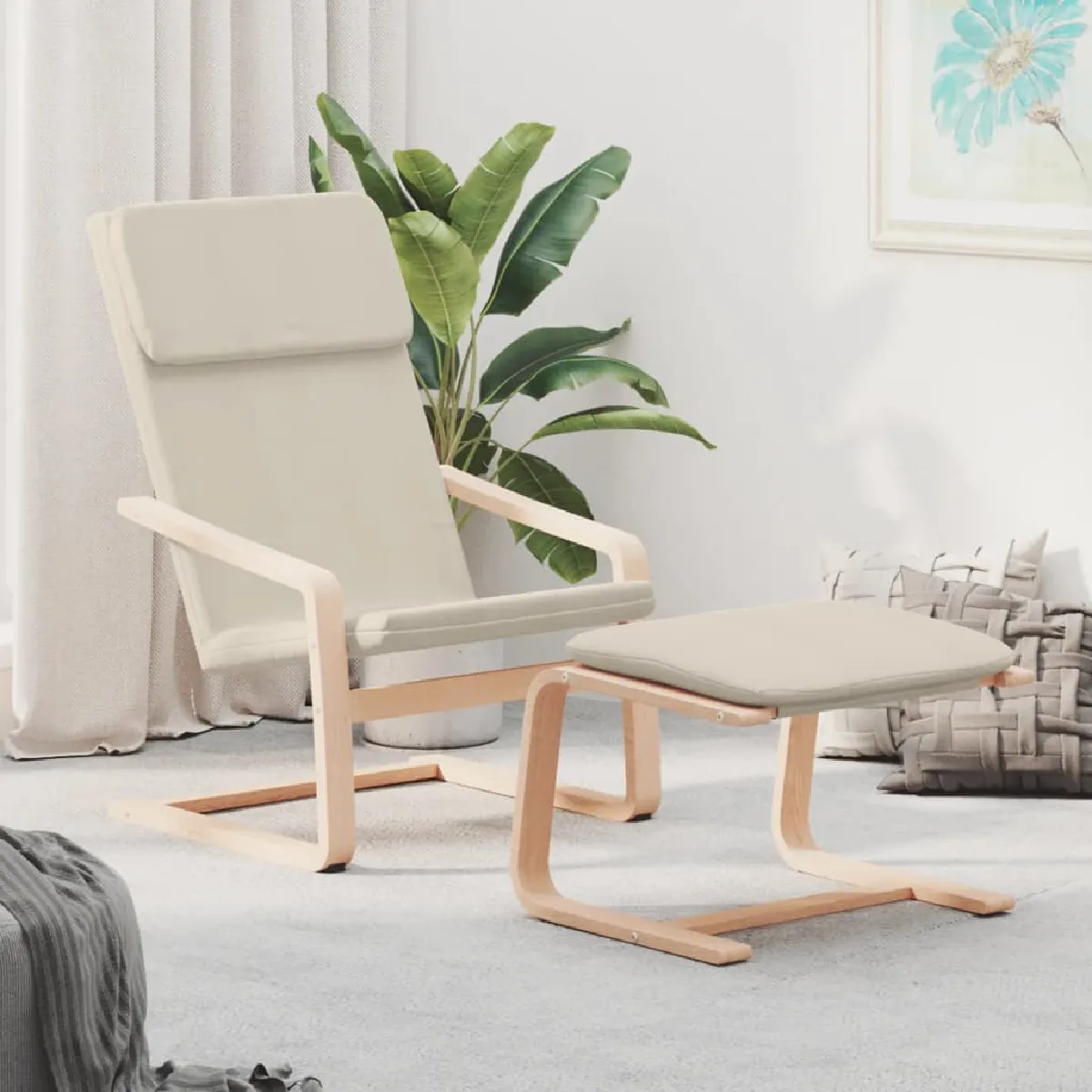 Vidaxl Chaise Relaxation Avec Repose-Pied - Crème
