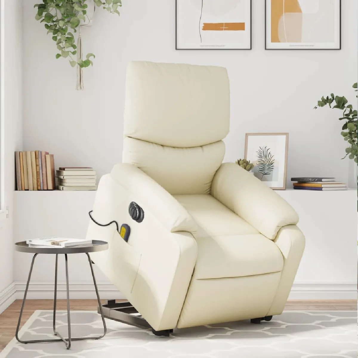 vidaXL Fauteuil de massage inclinable électrique Crème - vue 3