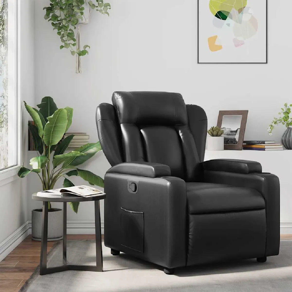 Non Communiqué Noir Fauteuil Inclinable Similicuir - Image 3