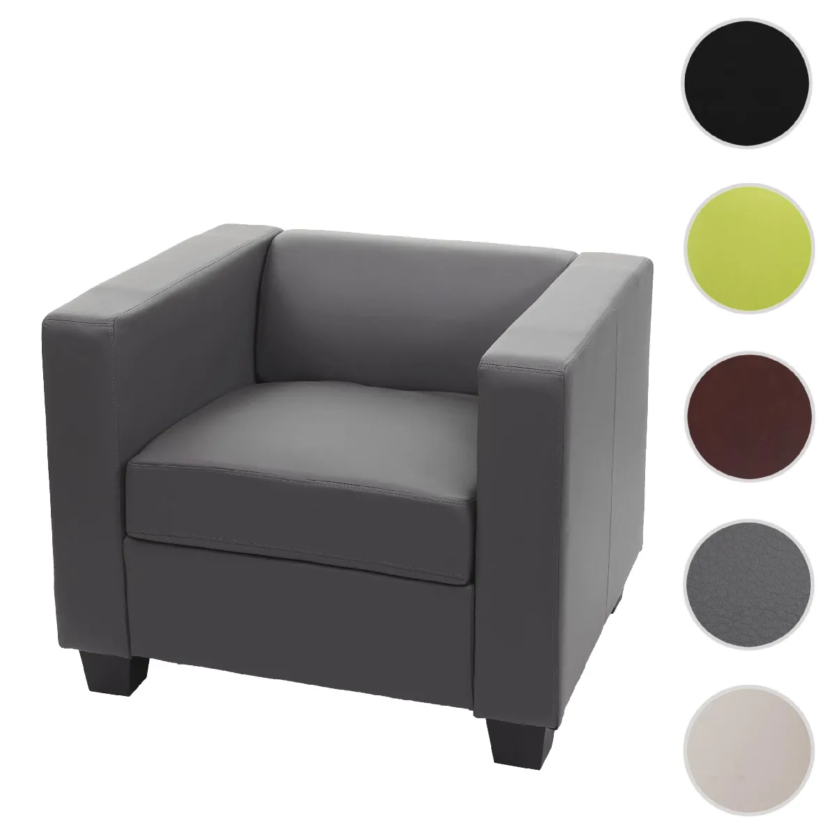 Mendler Fauteuil Lille - Similicuir Gris Fonçé