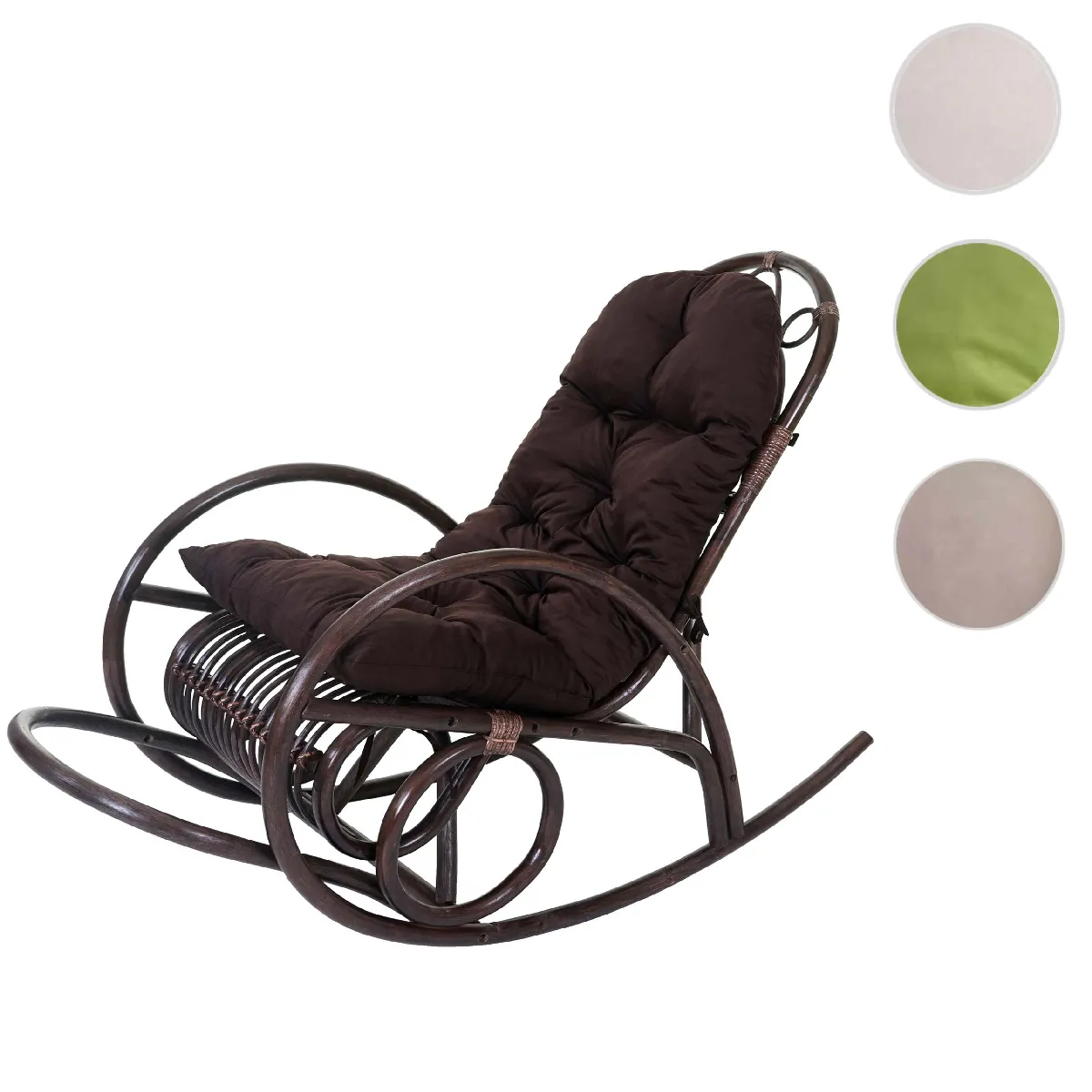 Mendler Fauteuil à bascule rotin - Marron Mendler Fauteuil à bascule rotin - Marron