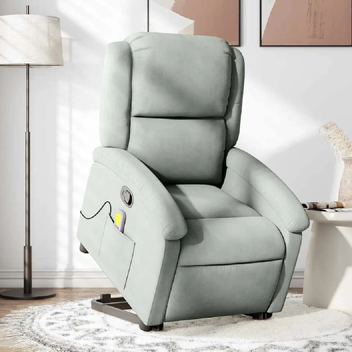 Vidaxl Gris/Clair Fauteuil Massage Inclinable - Velours