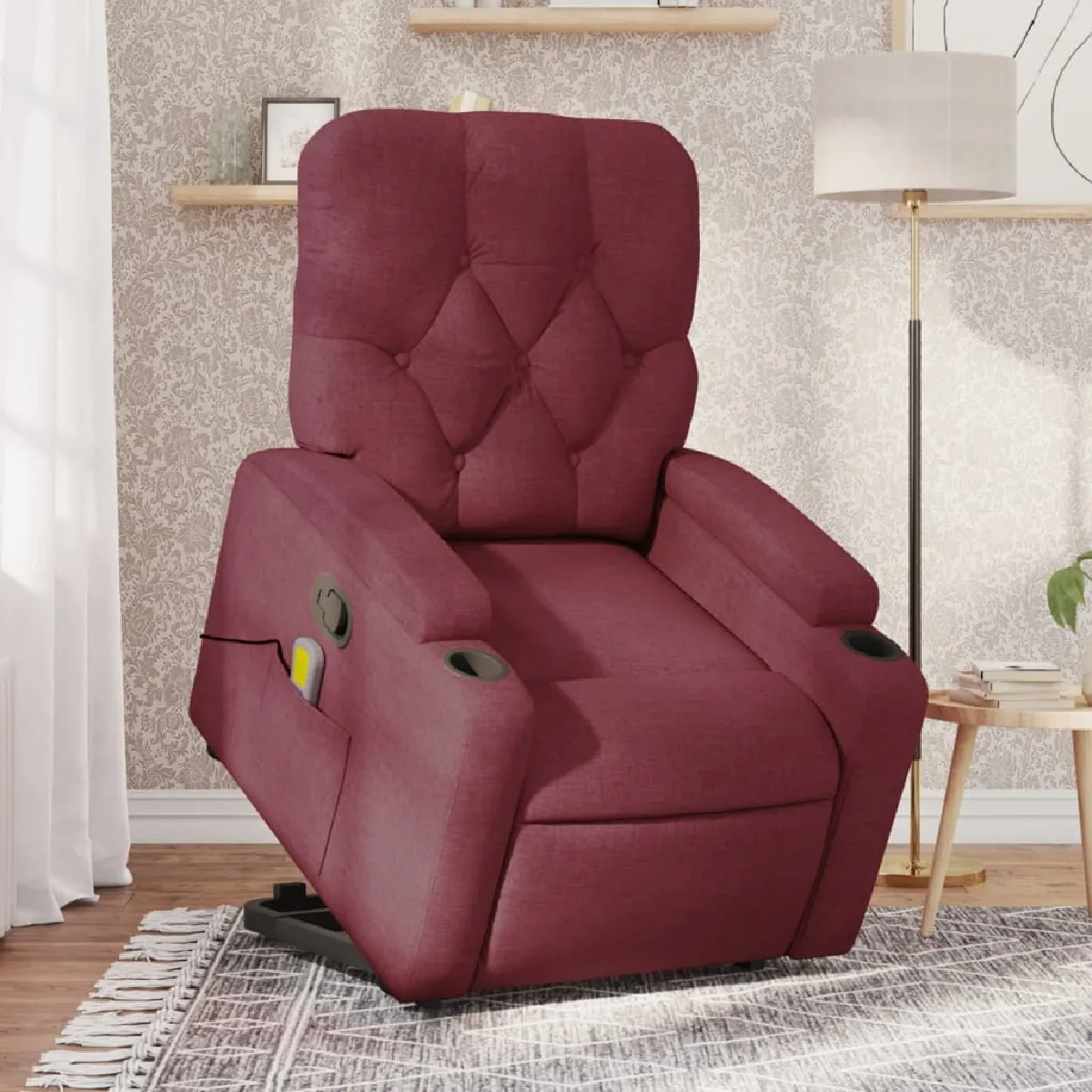 Non Communiqué Rouge Vidaxl Fauteuil De Massage, Relaxation Tissu Bordeaux - Image 3