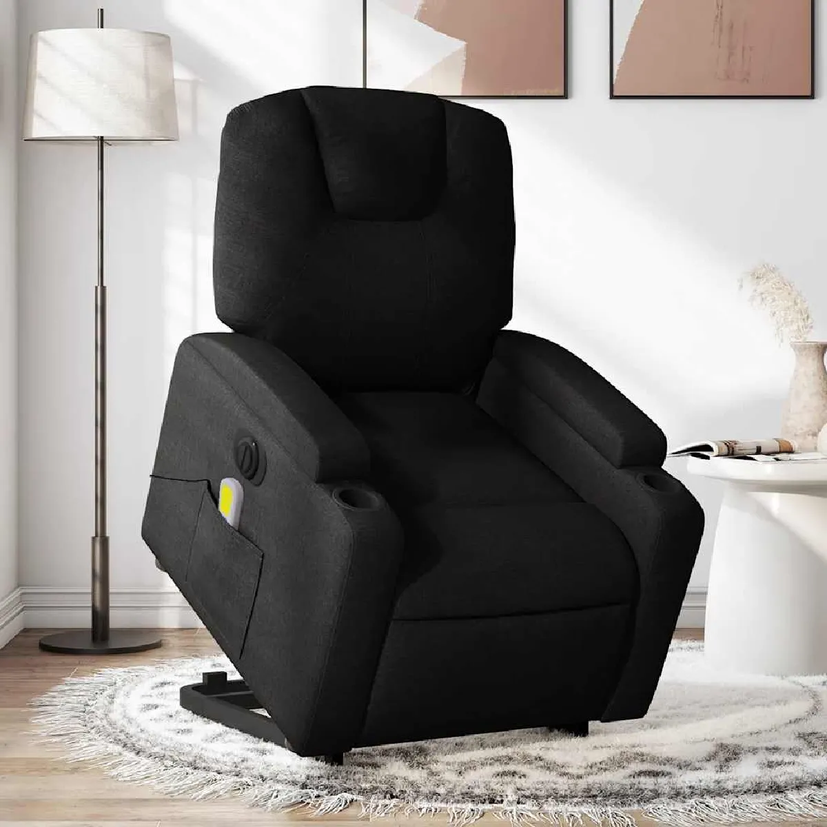 Non Communiqué Noir Vidaxl Fauteuil De Relaxation, Massage, Inclinable Électrique Réglable Tissu - Image 3