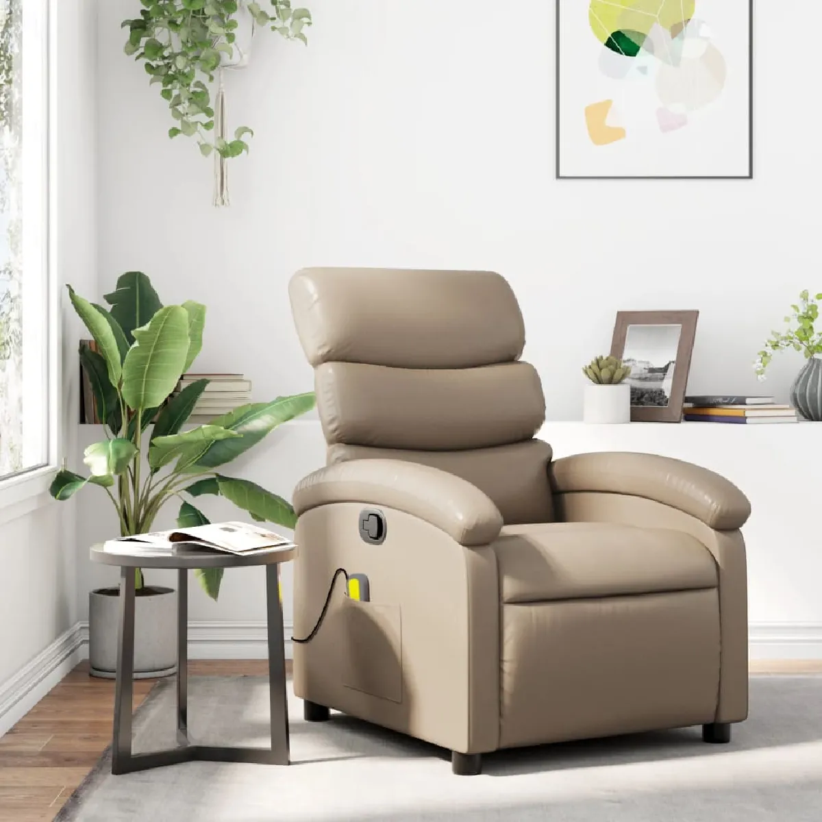 VIDAXL Fauteuil de massage inclinable Cappuccino Similicuir - vue 3