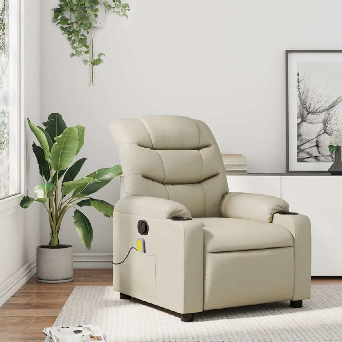 Non Communiqué Beige Vidaxl Fauteuil De Massage, Relaxation Similicuir Crãme - Image 2