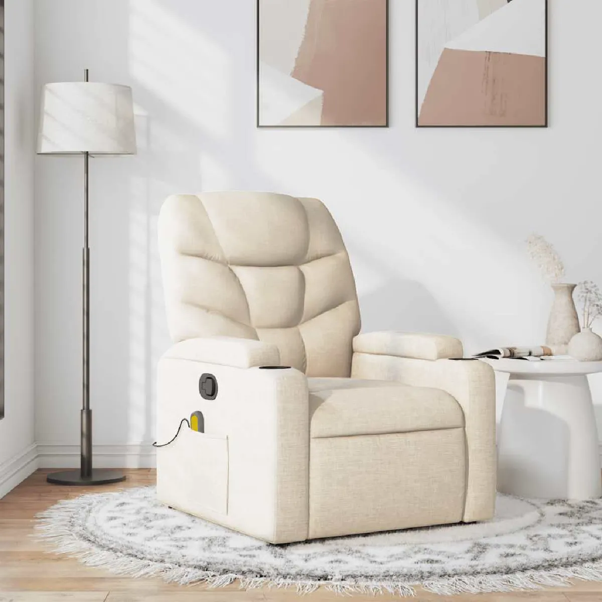 vidaXL Fauteuil Massage Inclinable Crème - vue 2
