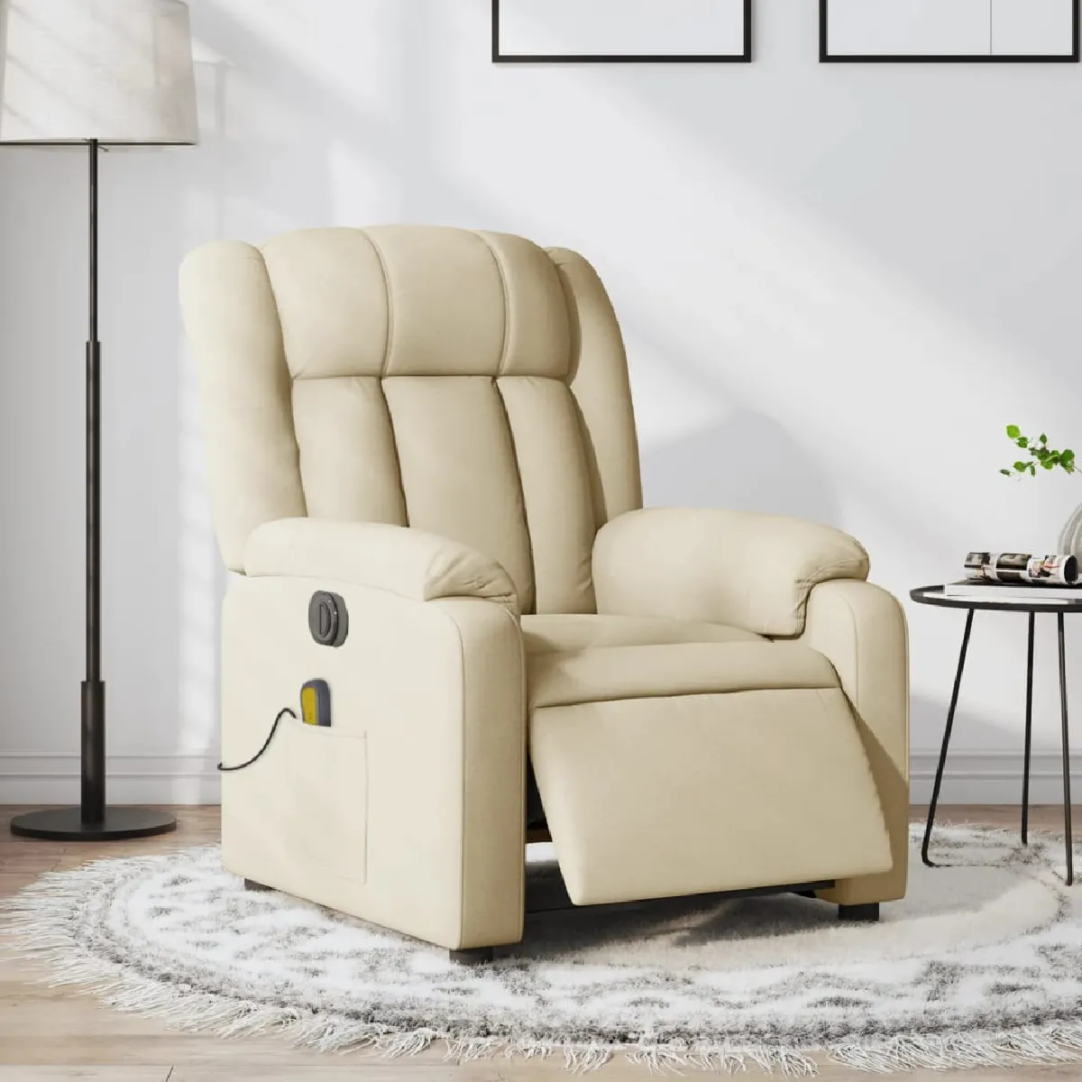 VIDAXL - Fauteuil de relaxation - Massage électrique - Réglable - Crème - Image 3