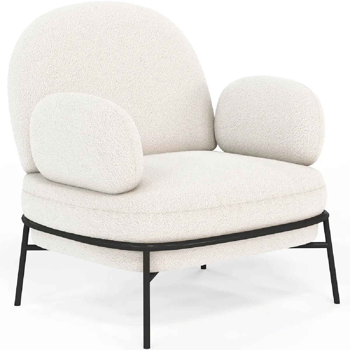 Fauteuil de Designer - Revêtu de Tissu Bouclé - Alia Blanc Fauteuil de Designer - Revêtu de Tissu Bouclé - Alia Blanc