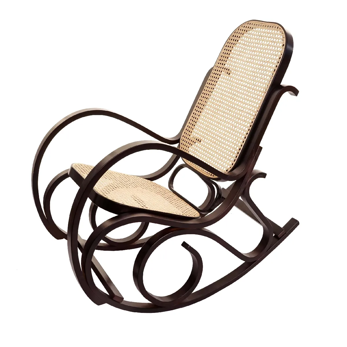 Mendler Rocking chair en rotin - Noyer Mendler Rocking chair en rotin - Noyer