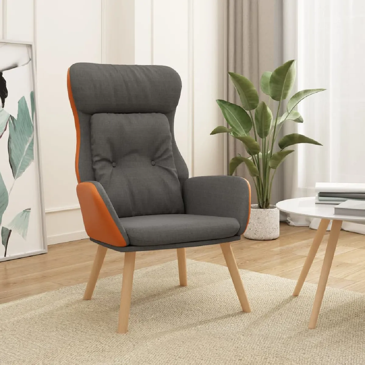 vidaXL Chaise de relaxation Velours Crème - vue 5