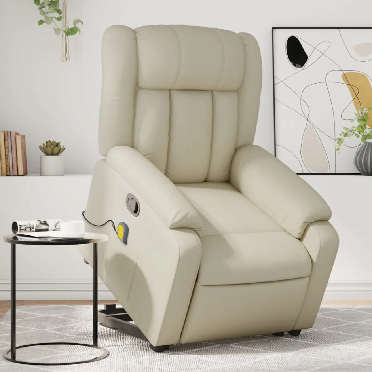 vidaXL Fauteuil inclinable de massage Crème - vue 2