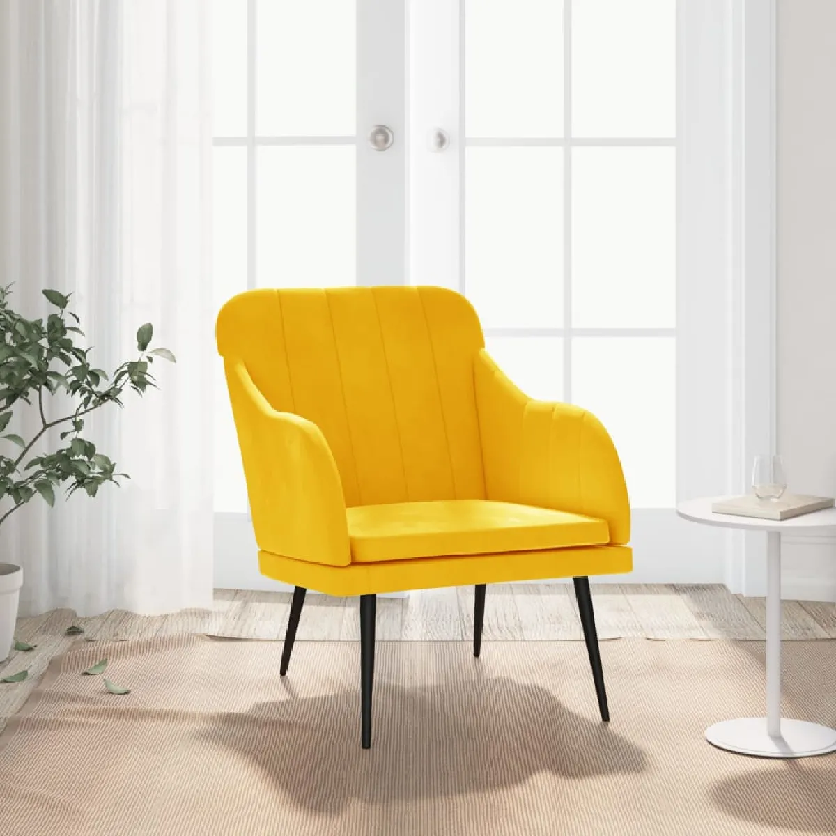 Vidaxl Jaune Fauteuil - Velours