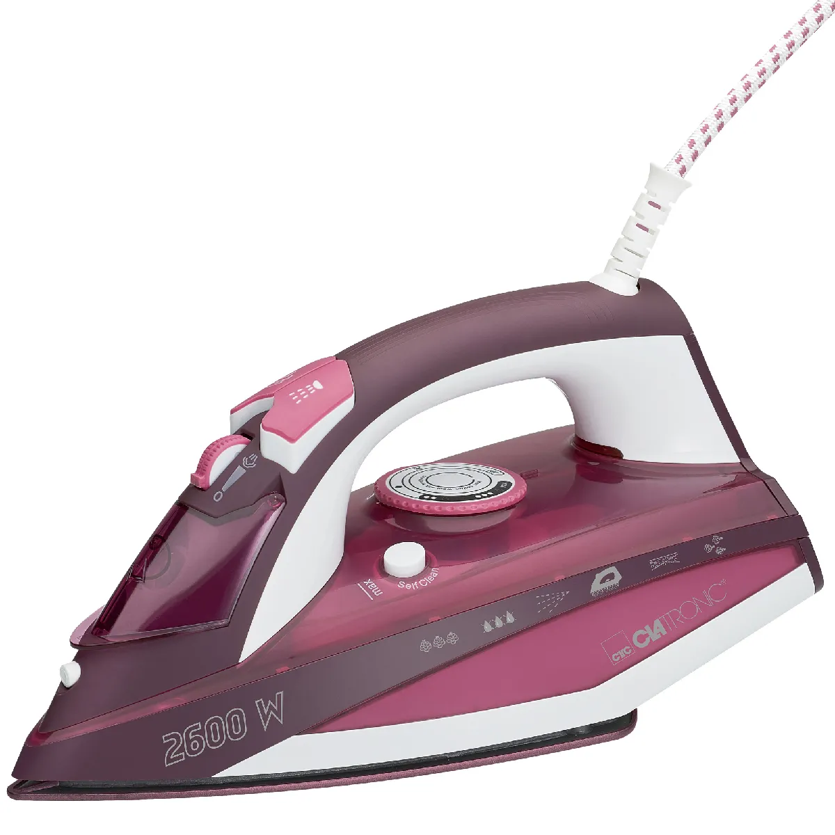 Clatronic Blanc Fer À Vapeur À Semelle Céramique, Vapeur Verticale, Coup De Vapeur, Autonettoyan, Db 3705, 2600, /Rose - Image 3