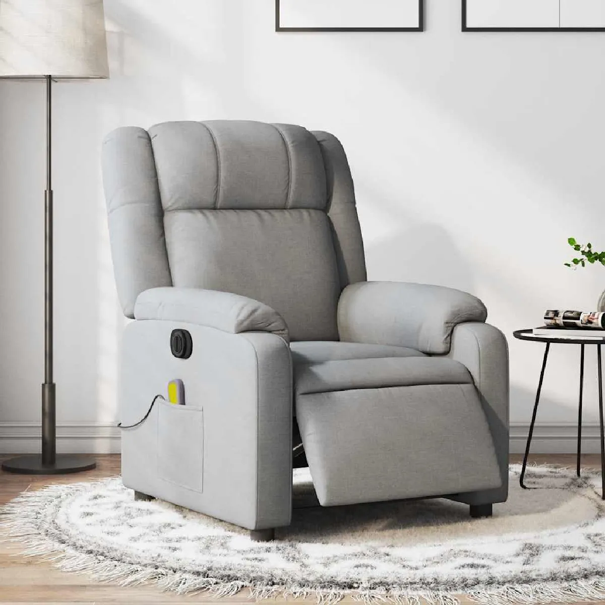 Non Communiqué Gris Vidaxl Fauteuil De Massage, Relaxation Électrique Réglable Tissu Clair - Image 3