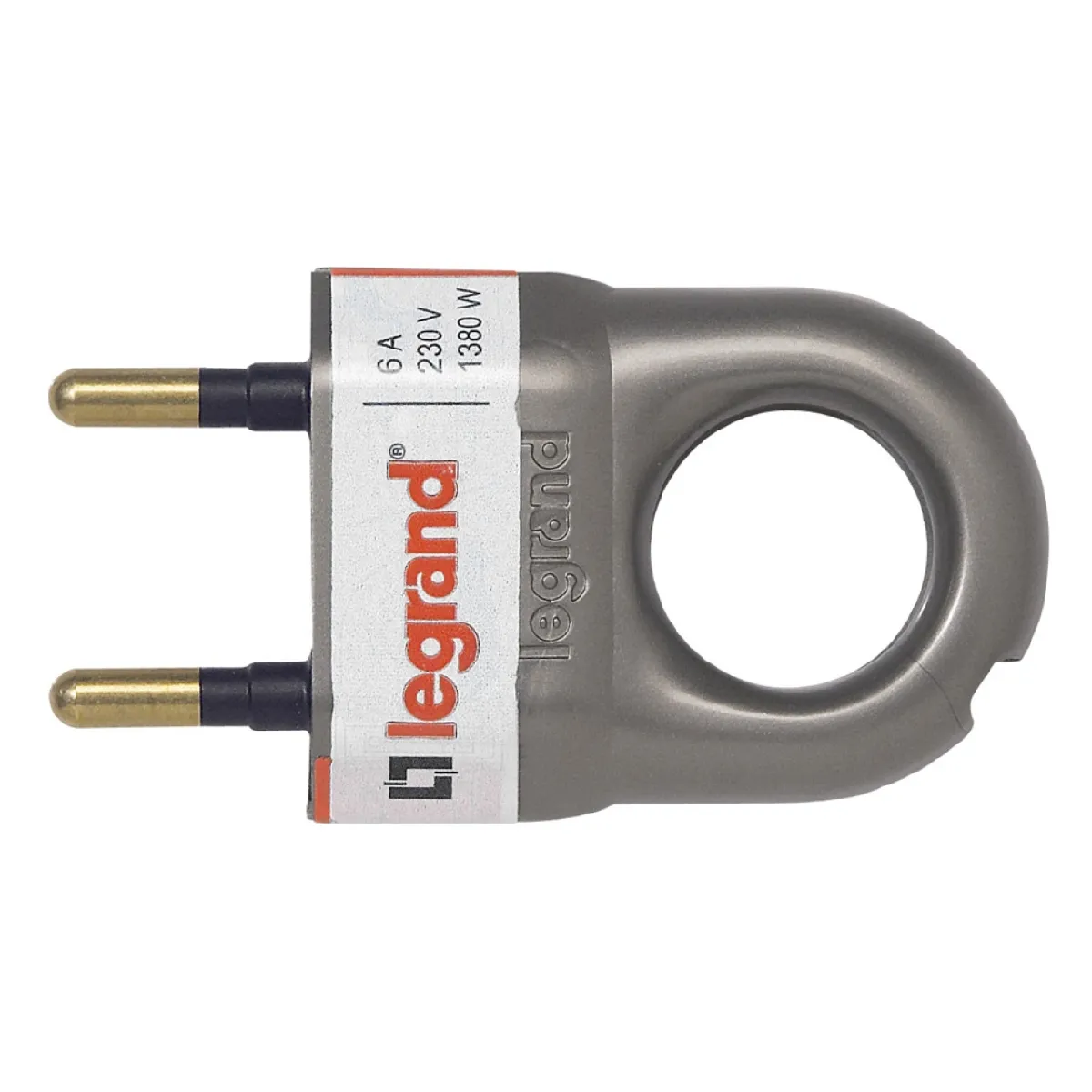 Legrand - Fiche plastique - 2P - 6A - Anneau d'extraction - Aluminium