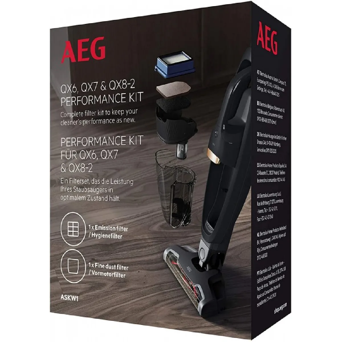 Kit Filtres Performance AEG ASKW1 – Lot de 2 Filtres HEPA, Compatible QX6, QX7, QX8.2