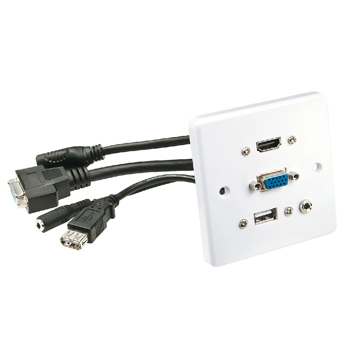 Lindy - Plaque murale AV - USB Type A - HDMI - VGA - 3,5 mm - Blanc - Image 2