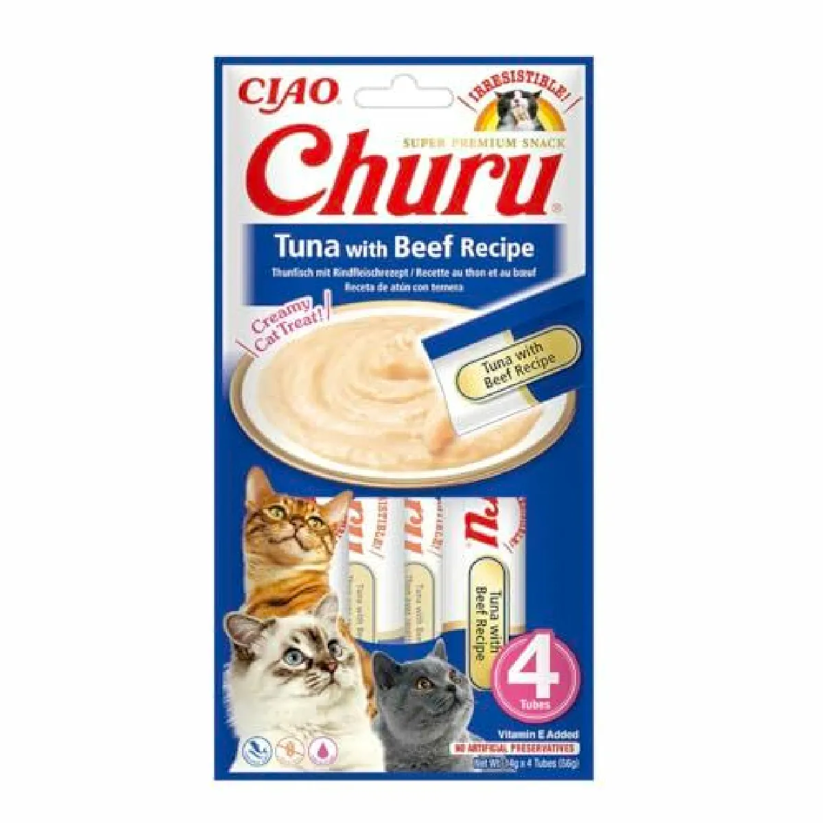 Meilleurs prix pour Ciao Churu Sticks de INABA Cat Treat - Tuna & Beef Flavour (4 x 14 g) / Soft & Creamy Cat Treat, Delicious & Healthy Snack, Squeezable Purée Food Topper, Pill Assist, Natural, Grain Free