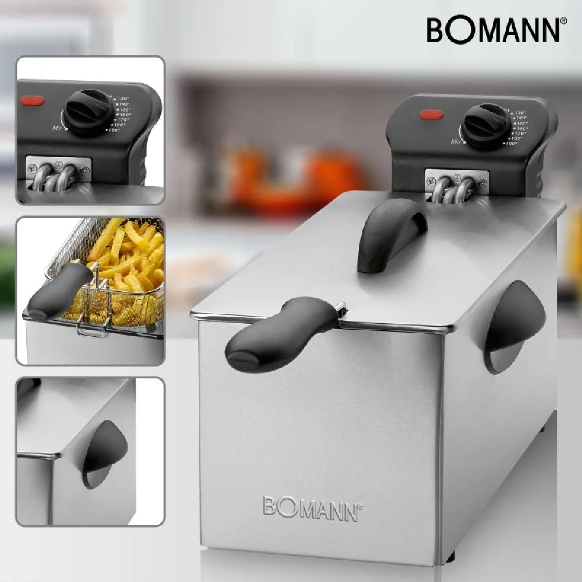 Friteuse - BOMANN - FR 2264 CB - 3L - Acier inoxydable - Technologie de zone froide - Maison