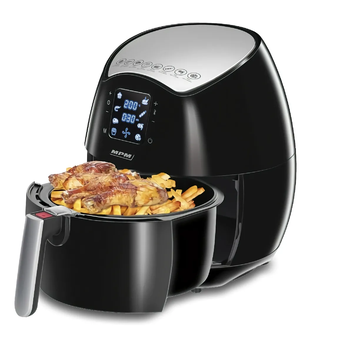 Mpm Noir/Gris Friteuse À Air Chaud Sans Huile, 4,5 Litres, 8 Programmes De Cuisson Mfr-06 - Image 2