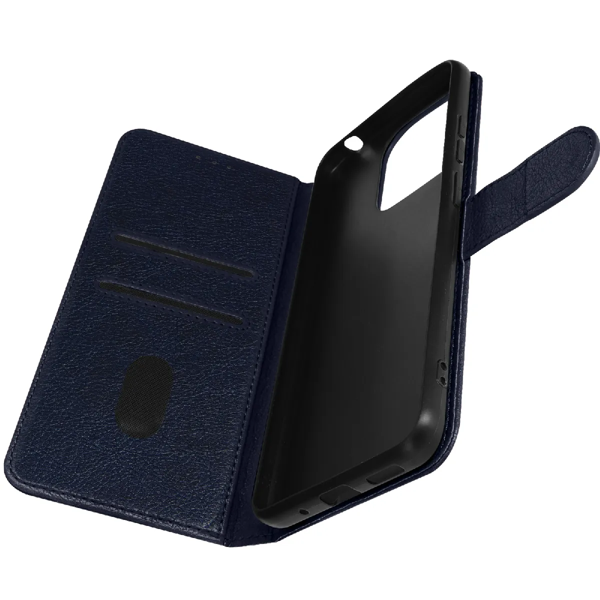 Avizar Bleu Étui Portefeuille Pour Redmi 12C Chesterfield Grainé Fonction Stand Nuit