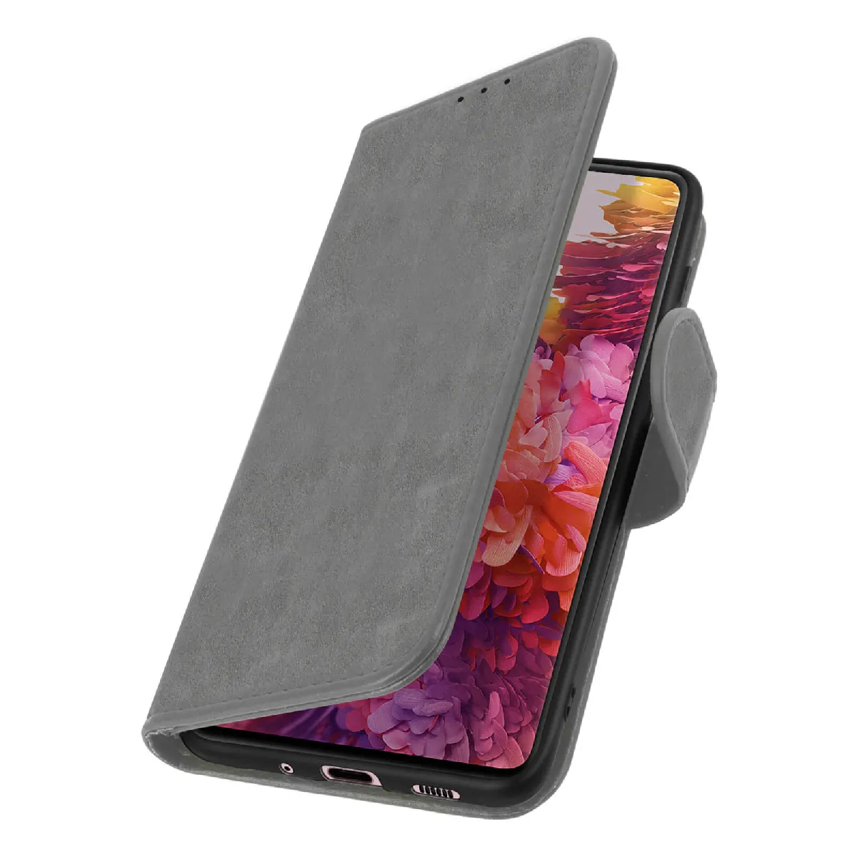 Avizar Gris Étui Pour Samsung Galaxy S20 Fe Clapet Portefeuille Fonction Support Vidéo