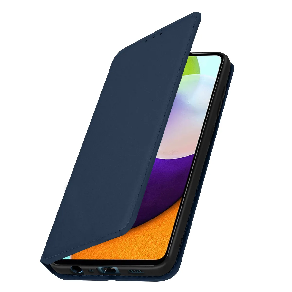 Avizar Bleu Etui Portefeuille Pour Samsung Galaxy A72 Clapet Magnétique Avec Support Nuit