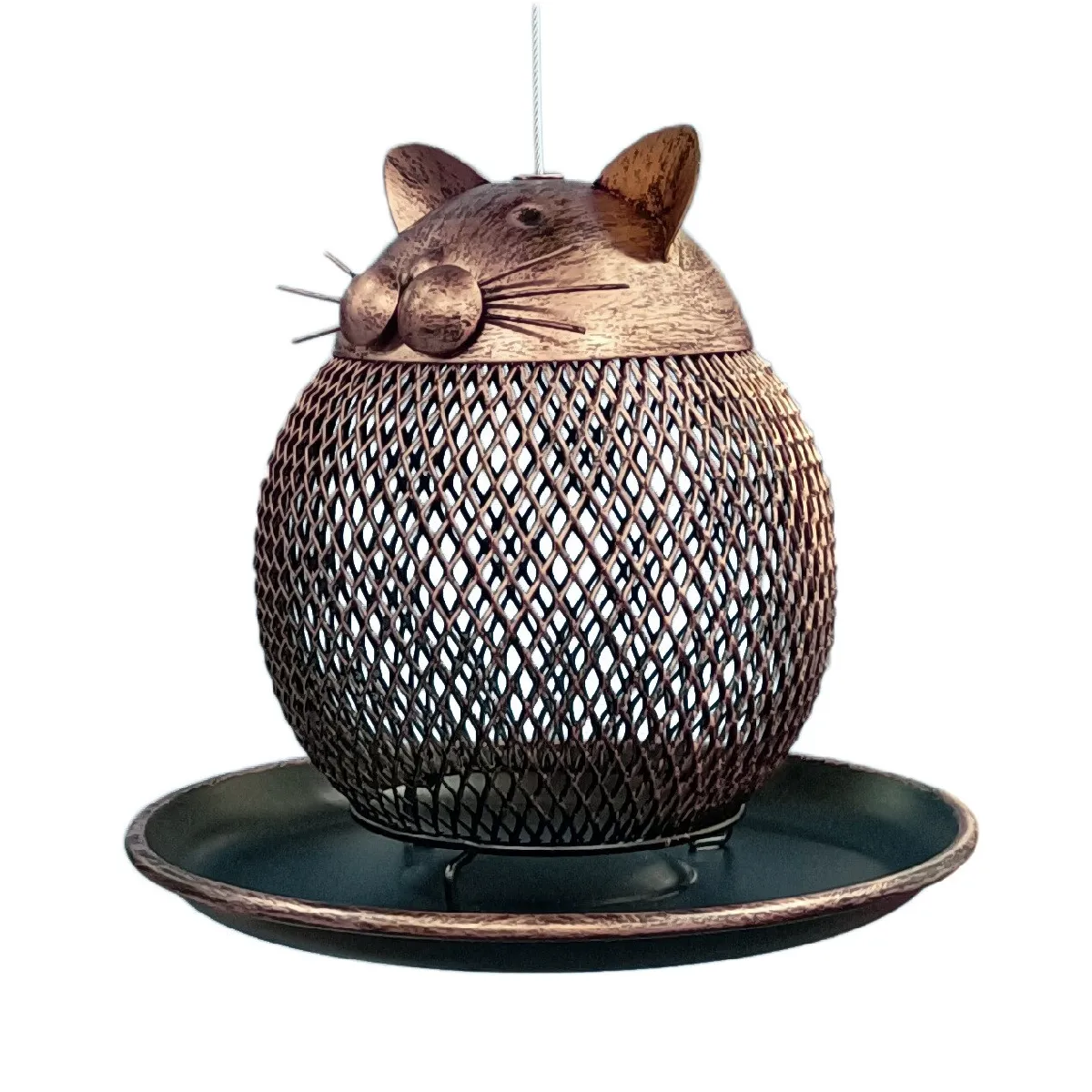 Meilleurs prix pour Un éleveur d'oiseaux sauvages suspendu à la cour, décoré à l'extérieur de la cour en métal, un bol d'oiseaux, des fournitures pour oiseaux.(brun)