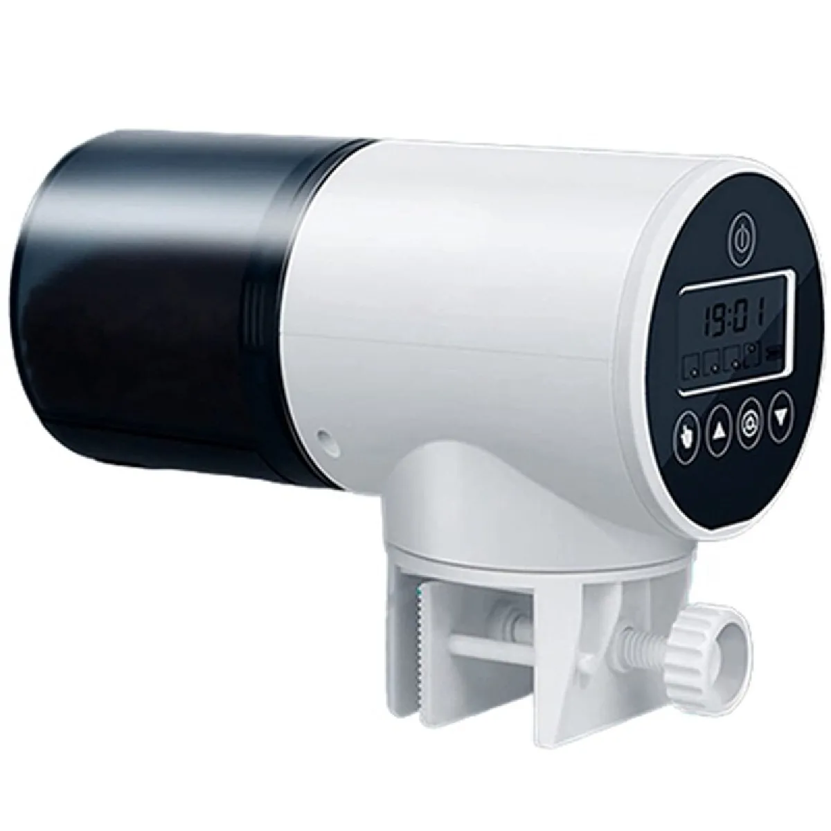 Meilleurs prix pour Alimentateur de poissons automatique USB, pivotant à 360 degrés, résistant à l'humidité, véhicule électrique, alimentateur de poissons, minuterie pour aquarium  (Le noir)