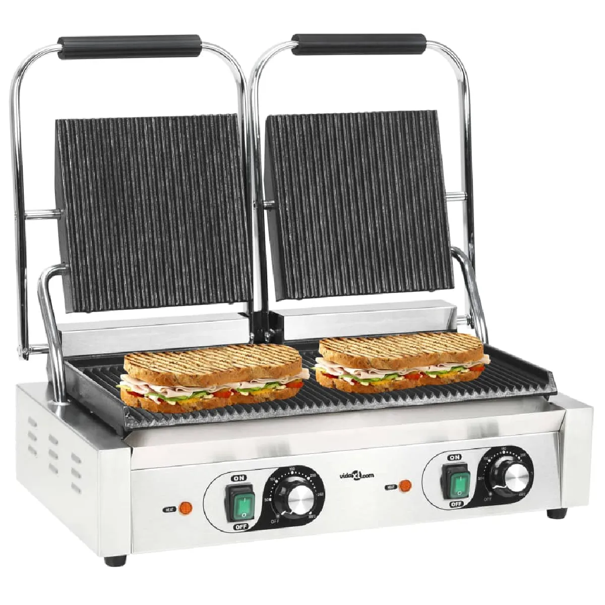 Gril De Panini VidaXL 3600W – Plaques Rainurées En Fonte - vue 3