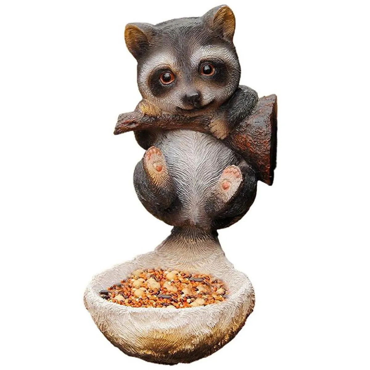 Meilleurs prix pour Éleveurs d'oiseaux en résine Sculptures de ratons laveurs Animaux Arbres Embrasseurs Décorations Cours Extérieures Statues Extérieures Ornements(brun)