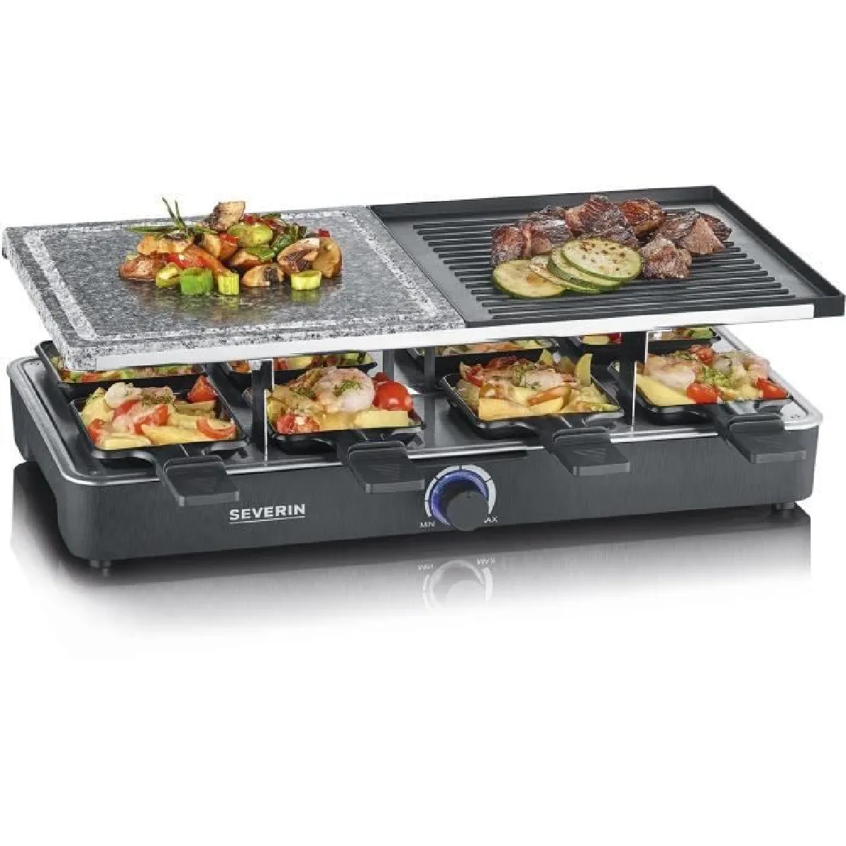 Appareil à raclette SEVERIN RG2376 Jusqu'à 8 personnes Pierre de cuisson naturelle et plaque réversible - vue 9