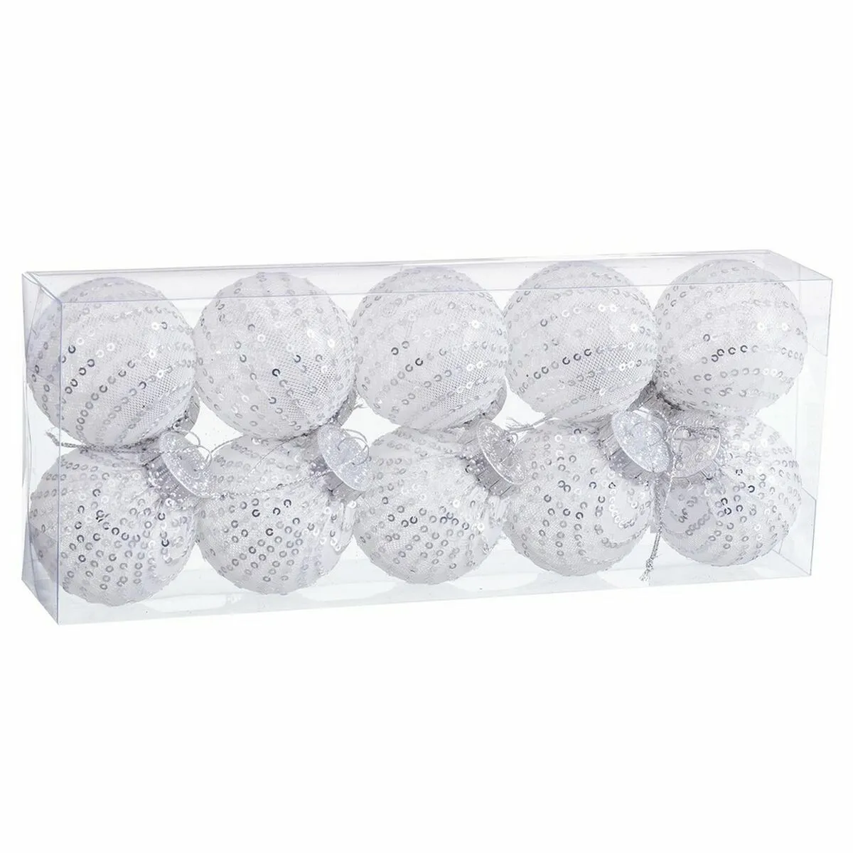 Boules de Noël Blanc Argenté 10 pcs - Paillettes