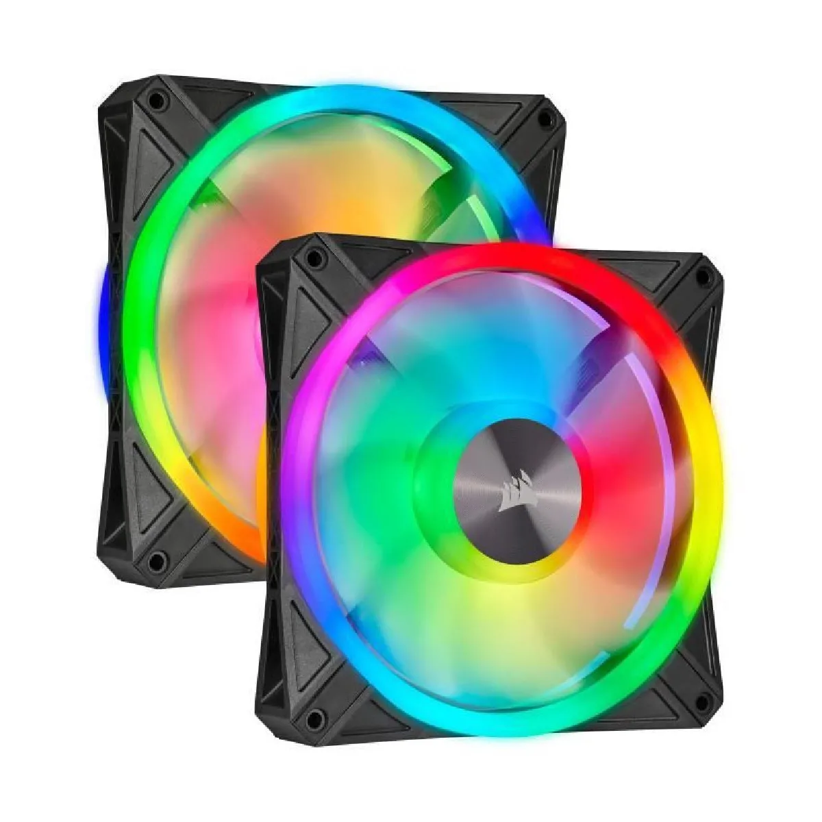 Corsair Deux Ventilateurs Pwm Icue Ql140 Rgb 140Mm Avec Lighting Node Core