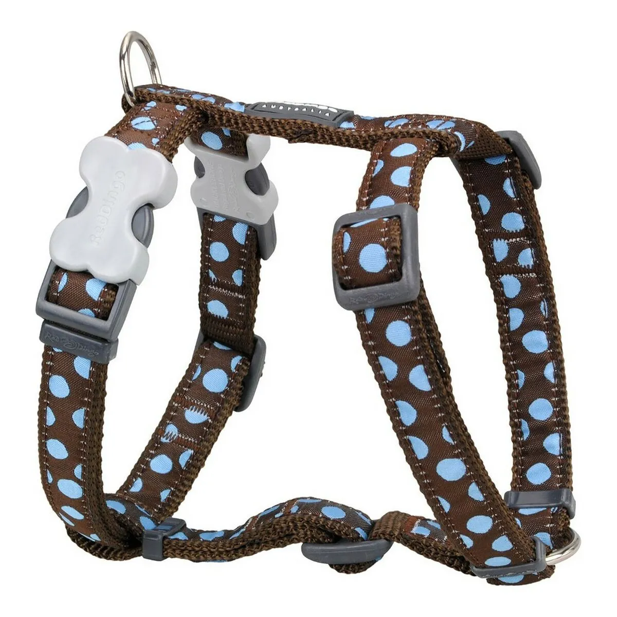 Red dingo - harnais design pour chien - marron pois bleus - m