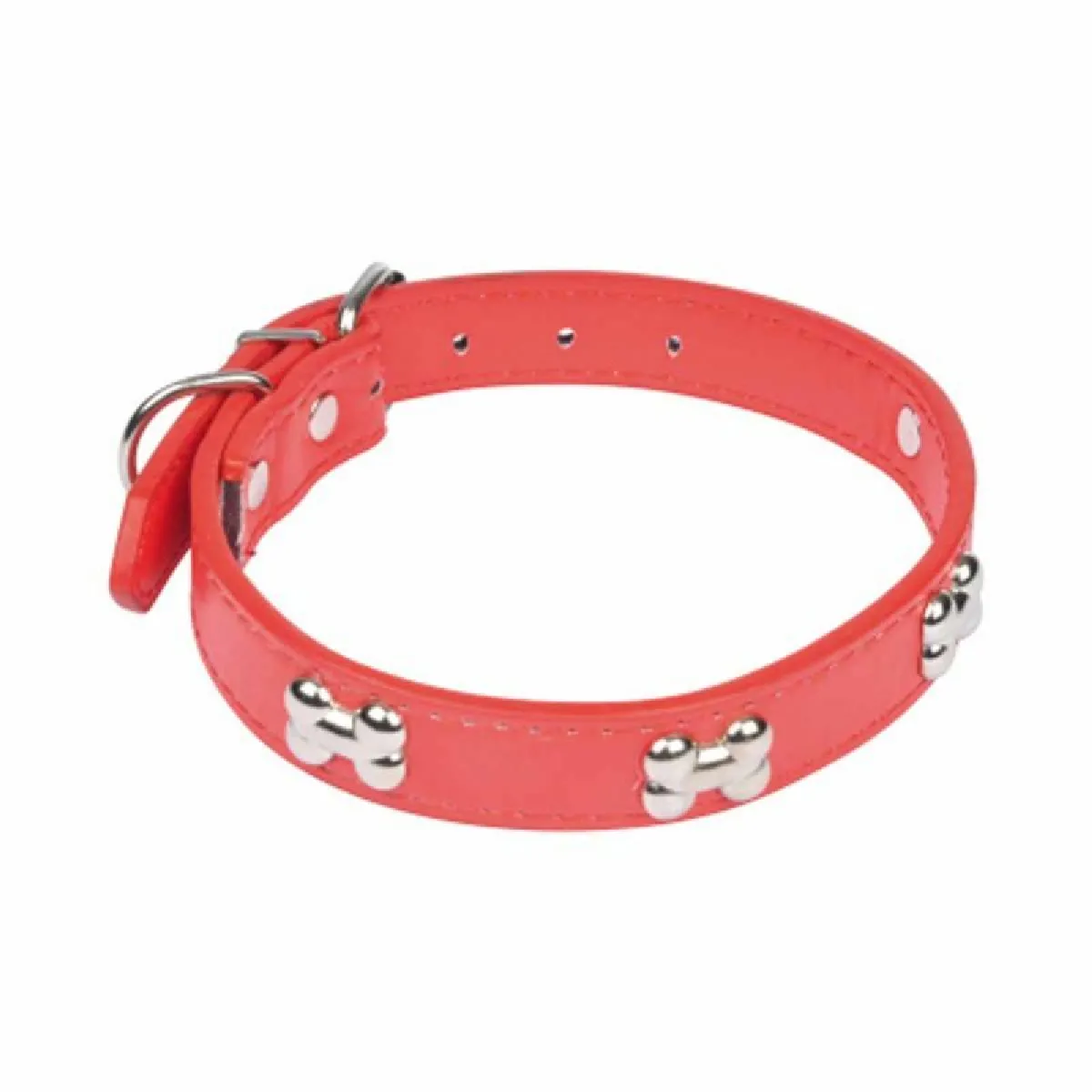 Meilleurs prix pour collier avec charms os en simili cuir 45*2cm - rouge