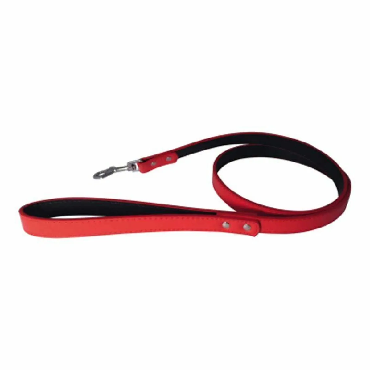 laisse simili cuir 120*2cm - bicolore rouge/noir