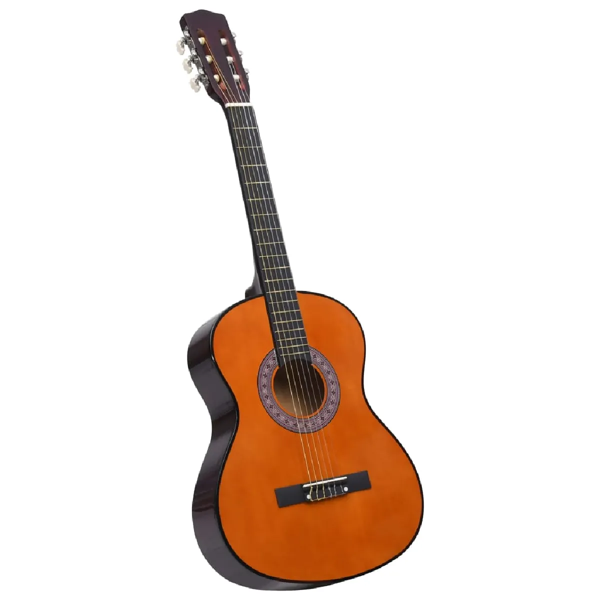 Vidaxl Multicolore Guitare Classique De Débutants Et Enfants 3-4 36" Tilleul, Bois Foncé - Image 3