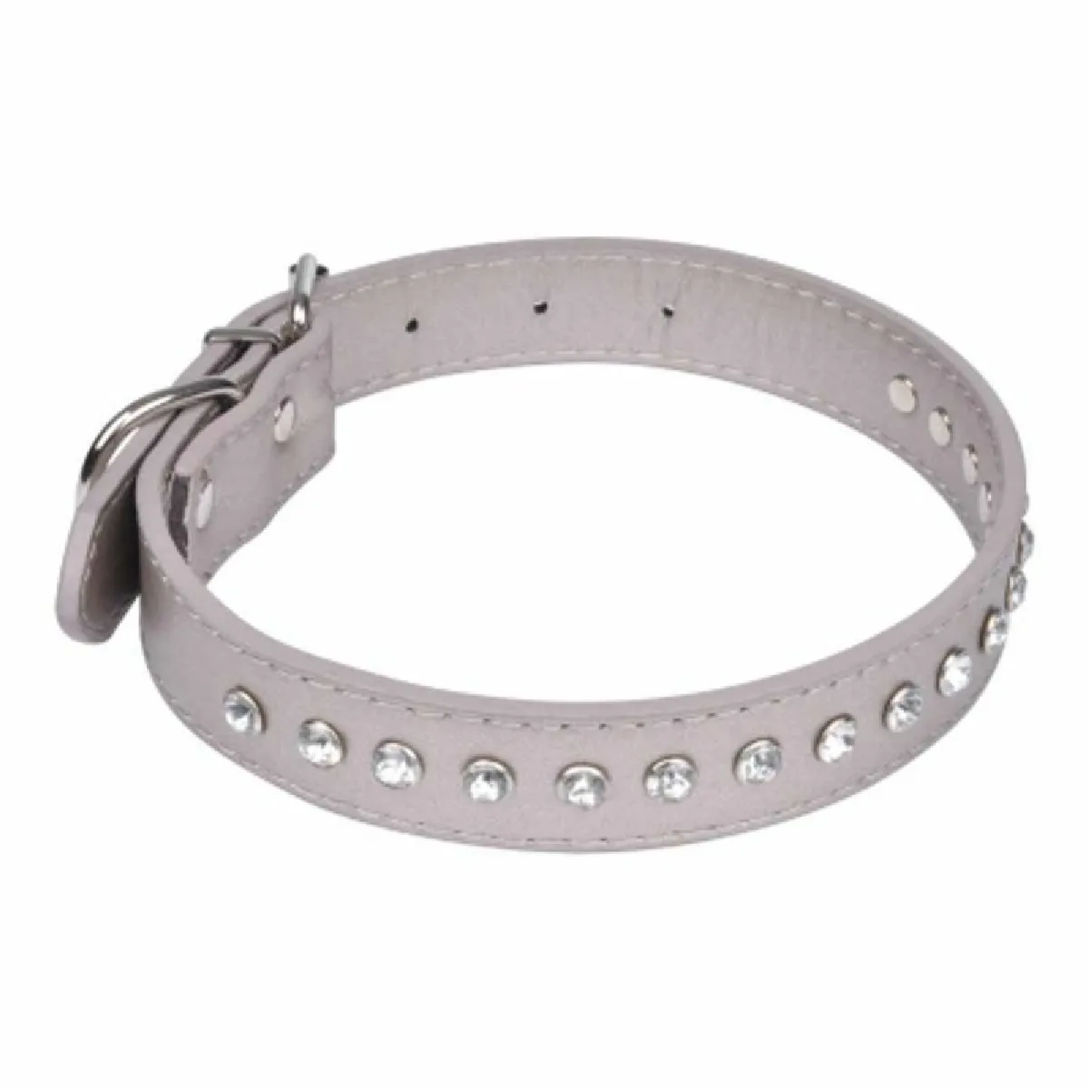 Comparer les prix de collier avec charms strass en simili cuir 55*2.5cm - argent