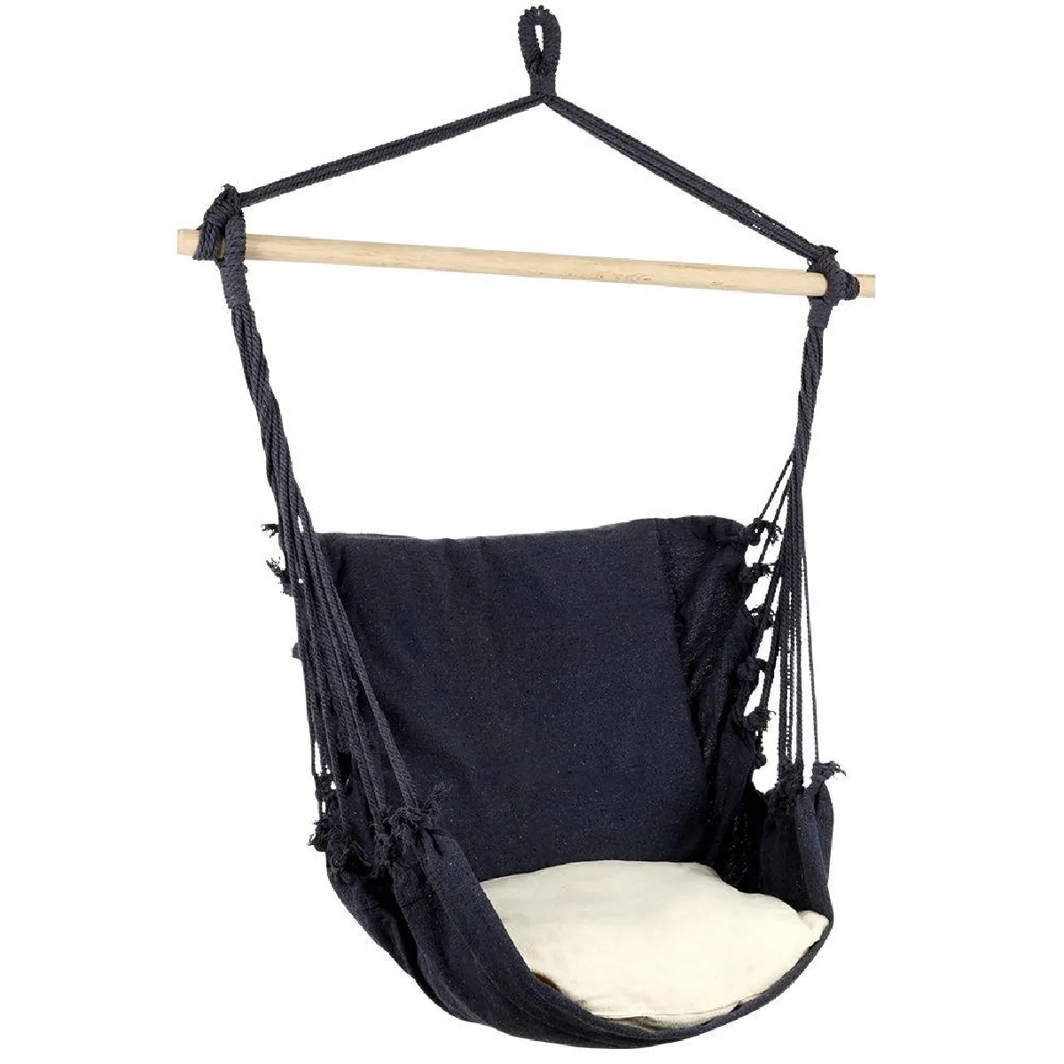 Hamac brésilien fauteuil suspendu - Noir et beige