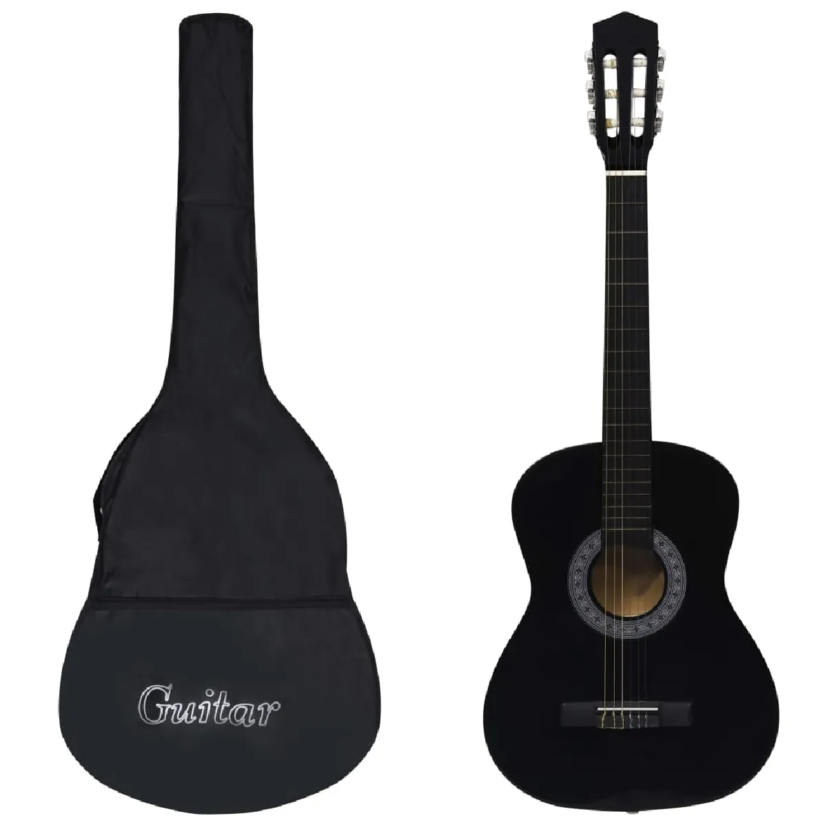Vidaxl Noir Guitare Classique Avec Sac Pour Débutants 3/4 36" - Image 3
