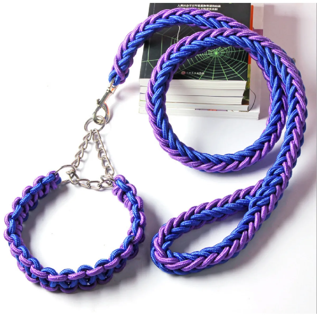 Comparer les prix de Longueur 1.2m corde à double chaîne grand chien traction métal P boutonnage couleur nationale corde de traction pour animaux domestiques ensemble pour grand chien (violet)
