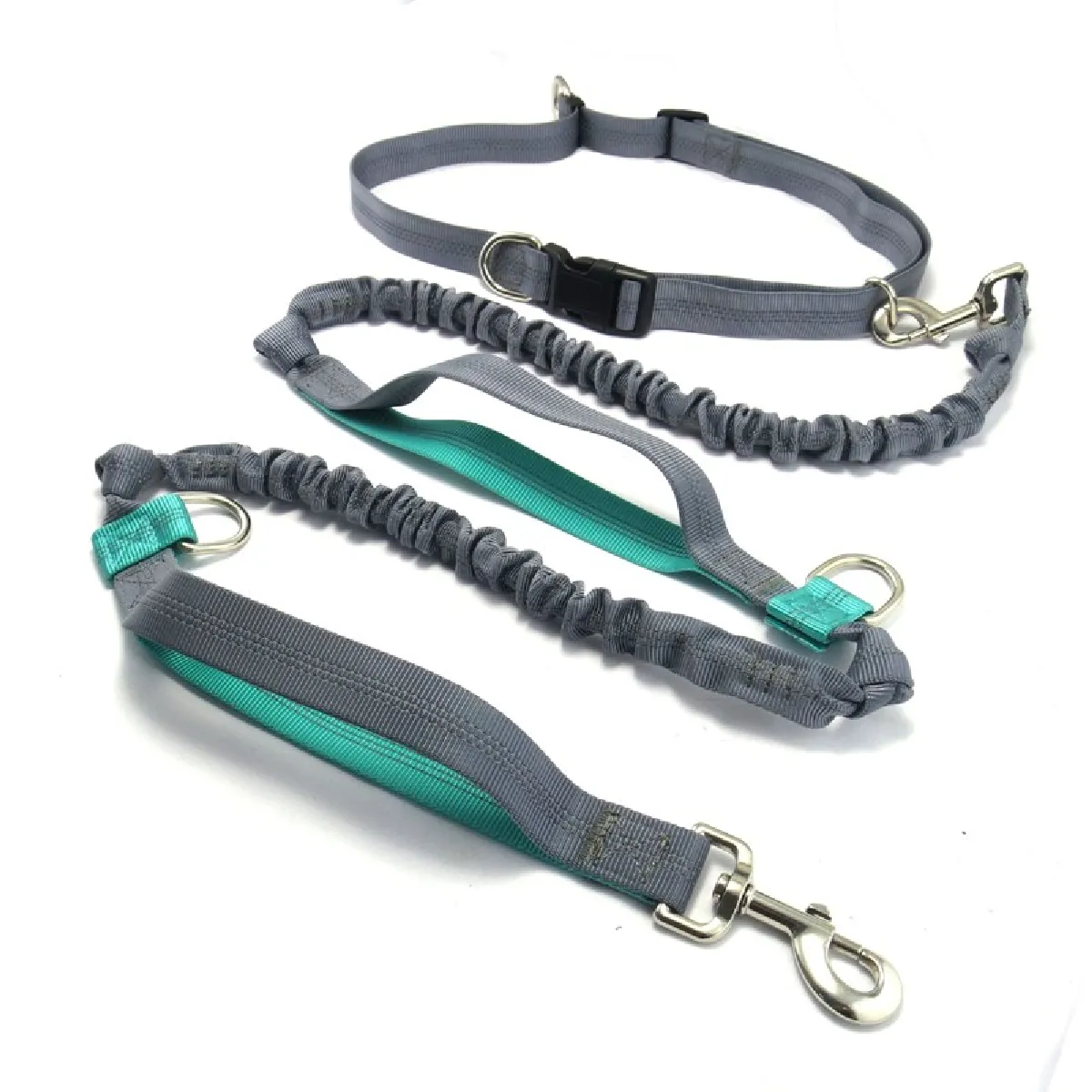Laisse Jogging Réfléchissante Gris/Vert