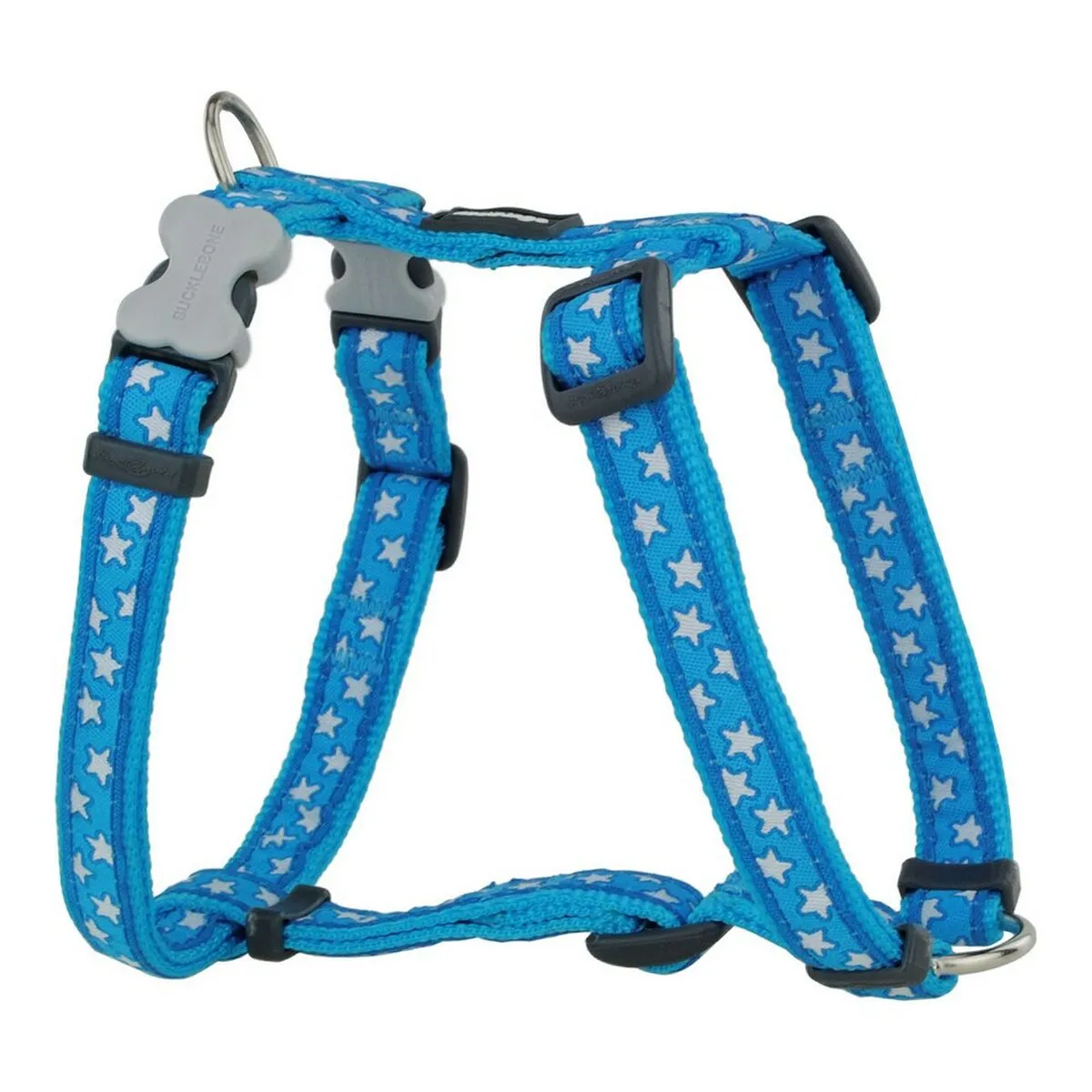 Red dingo - harnais design pour chien - bleu &eacute;toiles blanches - m