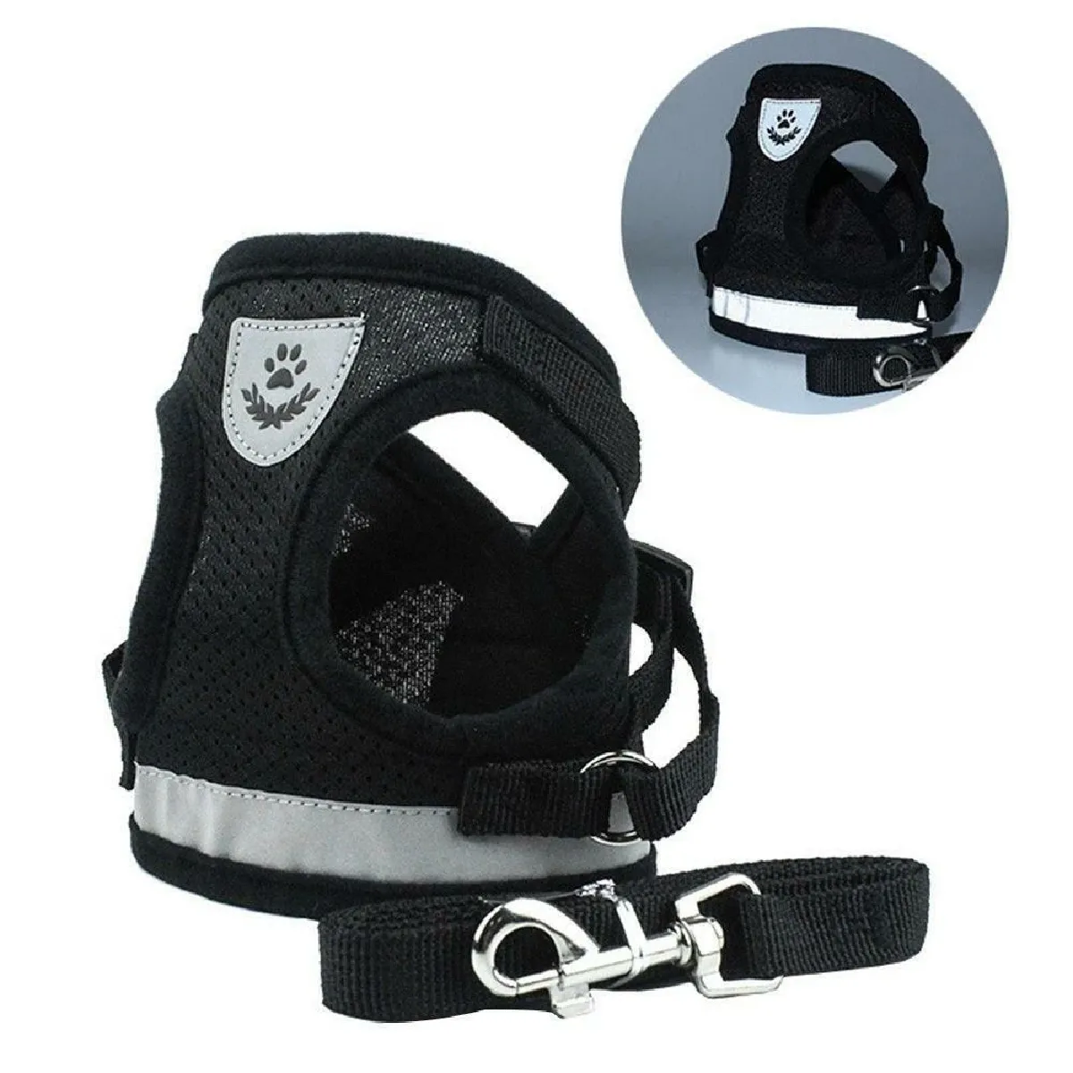 Comparer les prix de Harnais pour chien Harnais pour animaux de compagnie sans traction Harnais pour chien à air comprimé, maille douce réfléchissante, Noir, S