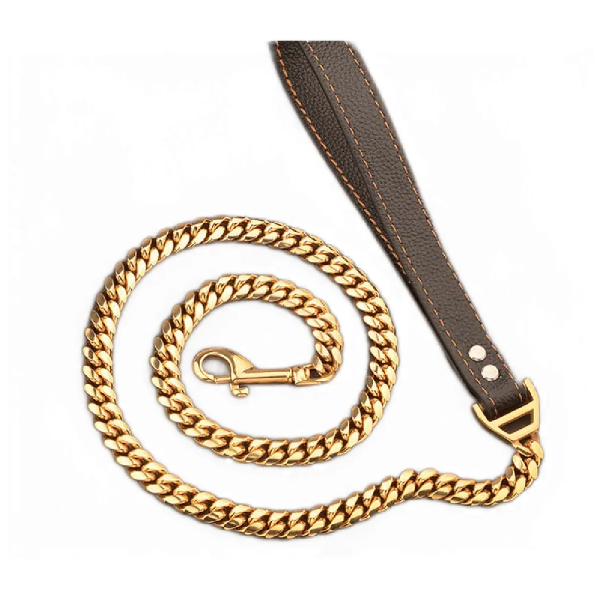 Meilleurs prix pour Laisse de luxe cuir et chaîne - Or